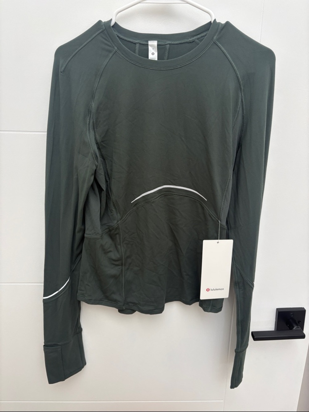 BNWT Lululemon Rulu Reflective Running Top Long Sleeve Size 10- Dark Green